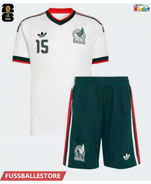Günstige Mexiko Israel Reyes #15 Auswärts Trikotsatzt Kinder WM 2026 Kurzarm (+ Kurze Hosen)